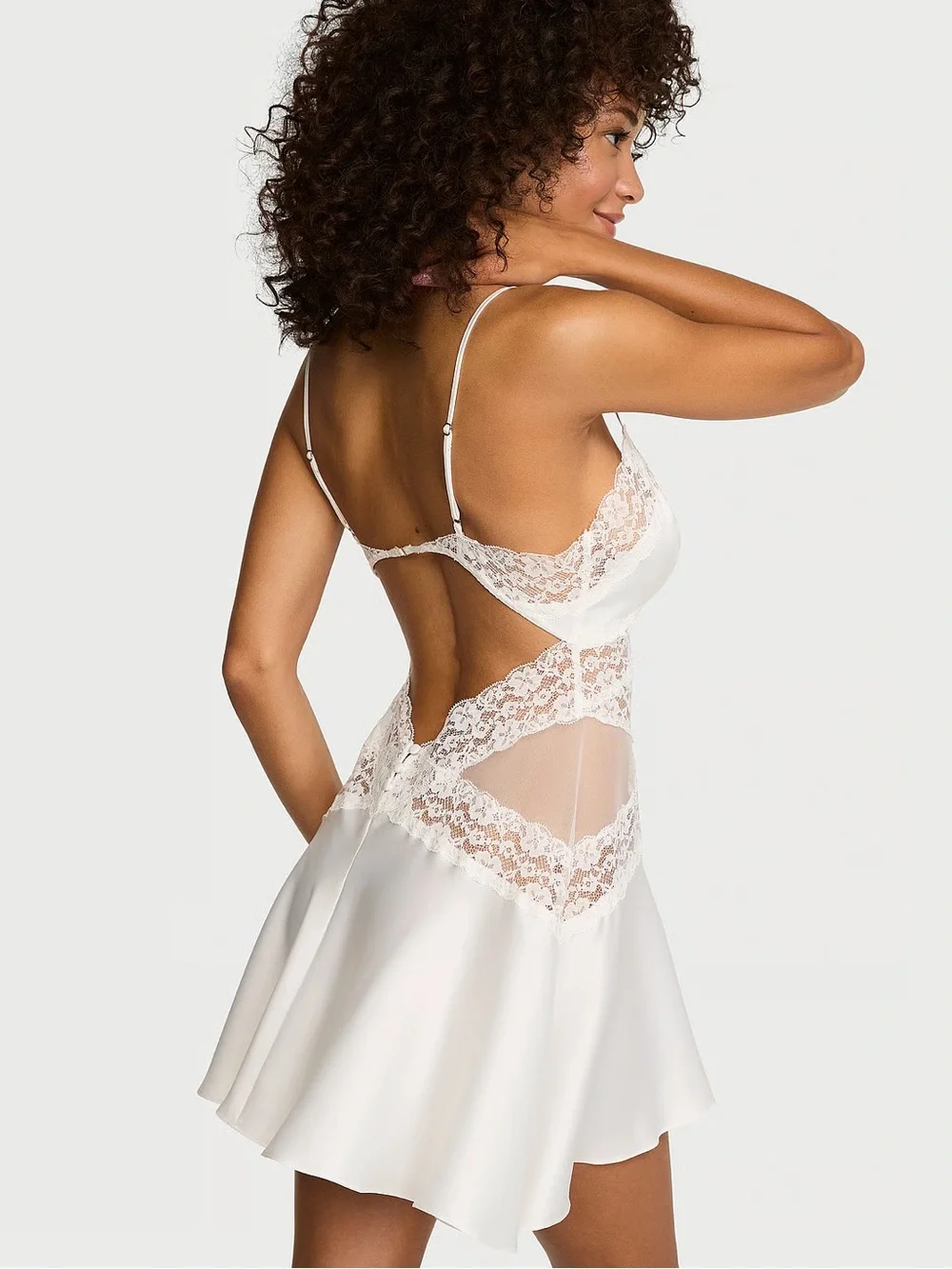 Victoria's Secret Ivory Lace Satin Chemise